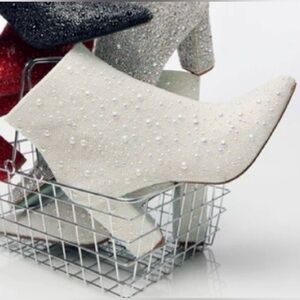 The Blue by Betsey Johnson Cady White Rhinestone Ankle Booties